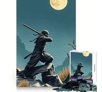 Ninja Warrior Under Moonlight 1000 Pieces Jigsaw Puzzles for Adults Brain Challenge Toy Indoor Play Precise Cut Fine Art Piece (50x75cm)