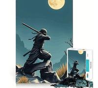 Ninja Warrior Under Moonlight 1000 Pieces Jigsaw Puzzles for Adults Brain Challenge Toy Indoor Play Precise Cut Fine Art Piece (50x75cm)