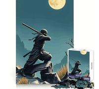 Ninja Warrior Under Moonlight Adults 1000 Piece Jigsaw Puzzle Brain Challenge Toy Stress Relief Clear Cut Wall Art Decor (38x52cm)
