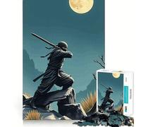 Ninja Warrior Under Moonlight Adults 1000 Piece Jigsaw Puzzle Brain Challenge Toy Stress Relief Clear Cut Wall Art Decor (38x52cm)