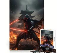 Ninja with Glowing Swords in Flames 1000 Piece Jigsaw Puzzles for Adults Jigsaw Smart Game Together Fun Image Assembly Seasonal Gift (38x52cm)