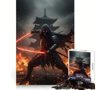 Ninja with Glowing Swords in Flames Hard Jigsaw Puzzle for Adults 1000 Pieces Boost Memory Soothing Play Premium Cut Perfect Present (38x26cm)