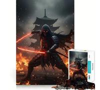 Ninja with Glowing Swords in Flames Jigsaw Puzzles 1000 Piece for Teenagers Reason Skill Toy Serene Time Exact Cut Amazing Present (50x75cm)