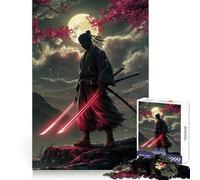 Ninja with Glowing Swords Under Moonlight 1000 Piece Jigsaw Puzzles for Adults Jigsaw Smart Game Together Fun Image Assembly Seasonal Gift (38x26cm)