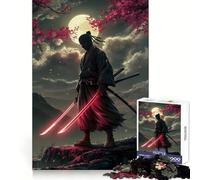 Ninja with Glowing Swords Under Moonlight 1000 Piece Jigsaw Puzzles for Teenagers Jigsaw Memory Lift Light Relax Image Assembly (38x52cm)