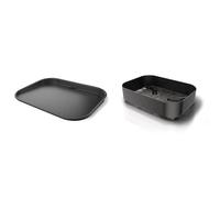 Ninja Woodfire Flat Plate, Compatible with Ninja Woodfire Electric BBQ Grill (OG700 Series), Ceramic Coating, Non-Stick + NinjaWoodfire Combo Crisper Basket, Half-Width Air Fry Basket