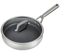 Ninja ZEROSTICK Stainless Steel Cookware 26cm Sauté Pan with Glass Lid, Long Lasting, Non-Stick, Induction Compatible Sauté Pan, Oven Safe to 260°C, Stainless Steel Handle, C60126UK