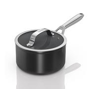 Ninja ZEROSTICK Ceramic Pro 18 cm Saucepan with Glass Lid, Scratch Resistant, Made PTFE-Free, All Hob Compatible, Black, CW30218UK