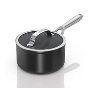 Ninja ZEROSTICK Ceramic Pro 20 cm Saucepan with Glass Lid, Scratch Resistant, Made PTFE-Free, All Hob Compatible, Black, CW30220UK