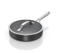 Ninja ZEROSTICK Ceramic Pro 26 cm Sauté Pan with Glass Lid, Scratch Resistant, Made PTFE-Free, All Hob Compatible, Black, CW30126UK