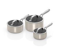 Ninja ZEROSTICK Ceramic Pro 3-Piece Pan Set, Scratch Resistant, Made PTFE-Free, All Hob Compatible, Stone, CW33000UKST