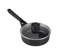Ninja ZEROSTICK Classic Cookware 16cm Saucepan, Non-Stick, Long Lasting Aluminium Saucepan, Induction Compatible, Oven Safe to 180°C, Glass Lid, Black CW50216UK