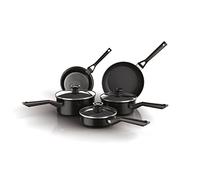 Ninja ZEROSTICK Classic 5-Piece Pan Set [CW55000UK] Aluminium Cookware, Induction Compatible, Dishwasher Safe, Oven Safe to 180°C, Glass Lids, Black