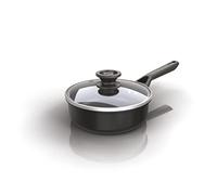 Ninja ZEROSTICK Classic Cookware 16cm Saucepan, Non-Stick, Long Lasting Aluminium Saucepan, Induction Compatible, Oven Safe to 180°C, Glass Lid, Black CW50216UK