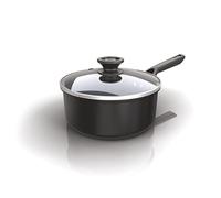 Ninja ZEROSTICK Classic Cookware 18cm Saucepan, Non-Stick, Long Lasting Aluminium Saucepan, Induction Compatible, Oven Safe to 180°C, Glass Lid, Black, CW50218UK