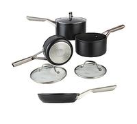 Ninja ZEROSTICK Essentials 3-Piece Saucepan Set with Glass Lids & 20cm Frying Pan, Forged Aluminium Cookware, Induction Compatible, Oven Safe to 260°C, Black C13000UK/C10020UK