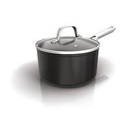 Ninja ZEROSTICK Essentials Cookware 16cm Saucepan with Glass Lid, Non-Stick, Long Lasting Forged Aluminium Saucepan, Induction Compatible, Oven Safe to 260°C, Black C10216UK