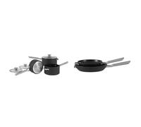 Ninja ZEROSTICK Stackable Cookware 3-Piece Pan Set, Non-Stick, 3 Saucepans, 16cm, 18cm and 20cm & ZEROSTICK Stackable Cookware Frying Pan 2-Piece Set, Non-Stick, Space Saving, 20/26cm Frying Pans
