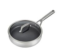 Ninja ZEROSTICK Stainless Steel Cookware 26cm Sauté Pan with Glass Lid, Long Lasting, Non-Stick, Induction Compatible Sauté Pan, Oven Safe to 260°C, Stainless Steel Handle, C60126UK