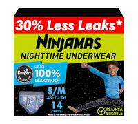 Ninjamas Boys Bedwetting Nighttime Underwear Boys - Size S/M (38-70 lbs), 14 Count, Overnight Protection, Ultra Absorbent, Hypoallergenic
