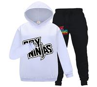 Ninjas Merch Children Fashion Tracksuit Ninjas Merch Boys Girls Hoodie Trousers 2pc/Set Kids Outfit (White,3-4 Years,3 Years,4 Years)