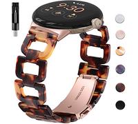 NINKI Compatible for Google Pixel Watch 3 41MM 2024/Pixel Watch 2 2023 Resin Band with Metal Clasp,Waterproof Thin Strap Adjustable Band for Google Pixel Watch 1(2022) Resin Bands,Tortoise Stone