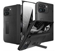 Ninki for Google Pixel 9 Pro Fold Case with Magnetic Kickstand and Hinge Protector, PU Leather Case with Screen Protector, Carbon Fiber