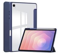 NINKI for Samsung Galaxy Tab S11 Case with Kickstand, (Pencil Slot & Auto Sleep/Wake) Shock-Absorption TPU + PU Leather Clear Back Tablet Cover Protector for Galaxy Tab S11 11inch Case Stand Men Blue