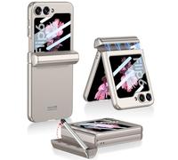 NINKI for Samsung Galaxy Z Flip 6 and Flip7 FE Case with S Pen & Stylus Holder,Magnetic Hinge Protective with Screen Protector Phone Cover for Galaxy Z Flip 6 5G Case with Stylus Pen - Titanium Grey