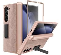 NINKI for Samsung Galaxy Z Fold 7 Case with Hinge Cover & Magnetic Stand, Z Fold7 Case with Screen Protector, Protective PU Leather Matte Slim Z7 Cell Phone Cover for Samsung Z Fold7 Case - Gold