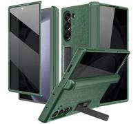 NINKI for Samsung Galaxy Z Fold 7 Case with Hinge Protector and Stand, Built in Privacy Screen Protector PU Leather Matte Drop Proof Anti Spy Kickstand Case for Samsung Galaxy Z Fold 7 Phone - Green