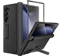 NINKI for Samsung Galaxy Z Fold 7 Case with Invisible Kickstand & Hinge Cover,Built in Screen Protector Shockproof PU Leather Slim Galaxy Fold7 Phone Cover for Samsung Z Fold 7 Case with Stand - Black