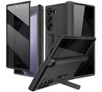 NINKI for Samsung Galaxy Z Fold 7 Case with Kickstand & Hinge Cover, Built in Privacy Screen Protector Shockproof PU Leather Slim Galaxy Fold7 Phone Cover for Samsung Z Fold 7 Case with Stand - Black