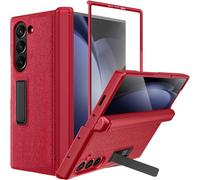 NINKI for Samsung Galaxy Z Fold 7 Case with Magnetic Kickstand & Hinge Cover, Built in Screen Protector Shockproof PU Leather Slim Galaxy Fold7 Phone Case for Z Fold 7 with Stand 2025 - Red