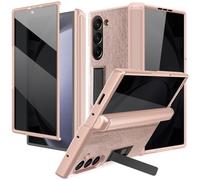 NINKI for Samsung Galaxy Z Fold 7 Case with Privacy Screen Protector & Magnetic Kickstand,Full Body Shockproof Matte PU Leather Hinge Anti Spy Z7 Cell Phone Cover for Samsung Z Fold 7 Case 5G - Gold