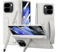 NINKI Hand Strap for Google Pixel 10 Pro Fold Case with S Pen & S Pen Slot, Built-in Screen Protector, Shock-Absorption Handy Handle Hinge Protector Cover for Google 10 Pro Fold Case with Stand White