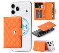 NINKI Mag-Safe Wallet Magnetic Card Holder for Mag-Safe Phones and Cases,Magnet Minimalist Phone Wallet for iPhone 17/16/15/14/13/12/ Pro/Max/Plus, for Google Pixel 10/9/8/7/Pixelsnap Women - Orange