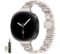 NINKI Metal Band Compatible for Samsung Galaxy Watch 8 40mm 44mm & Galaxy Watch 8 Classic 46mm Bands 2025, Metal Luxury Stainless Steel Slim Thin Straps Dressy Replacement Wristband Women - Starlight