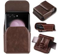 NINKI Moto Razr Plus 2025 Holster for Motorola Razr+ Plus 2024/2023 Case Razr2025,Flip5 Cover Leather Moto Razr 2024 Case 2025 Pouch Z Flip 6 Belt for Galaxy Z Flip 7 Holster Razr+ Ultra 2025,Coffee