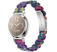 NINKI Resin Bracelet for Garmin Lily 2 Active/Lily 2 / Lily 2 Classic Loop, Slim Stylish Bracelet Replacement Band with Stainless Steel Buckle For Garmin Lily 2 Bands for Womens, Purple Green Flower