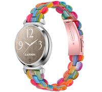 NINKI Resin Strap for Garmin Lily 2 Active/Lily 2 / Lily 2 Classic Bands with Metal Clasp, Coloful Feminine Bracelet Wristband Thin Fashion Lightweight Replacement For Garmin Lily 2 Bands, Rainbow
