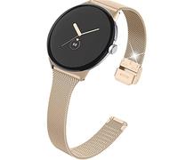 NINKI Slim Bands Compatible for Google Pixel Watch 4 3 Band 41mm / Pixel Watch 2 Gold for Women Men,[No Gap] Metal Thin Replacement Wristband Bracelet Strap - Gold