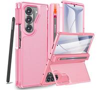 NINKI Stylus for Samsung Galaxy Z Fold 7 Case with Slim S Pen Holder and Hidden Kickstand, Drop-Proof Hinge Screen Protector Phone Cover for Samsung Z Fold7 Case with S Pen Slot & Stand Women - Pink