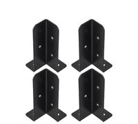 NINMORTH 4Pcs Adjustable Deck Post Anchor Base Brackets, Black Metal Reversible Fence Post Kit for 0.5x1.5, 2x2, 2x4, 4x4 Wood Columns