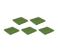 NINMORTH 5-Piece Interlocking Artificial Grass Tiles, 30x30 cm Self-Draining PE/for PP Turf Garden, Patio &