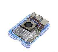 NINMORTH Acrylic Case for Raspberry Pi 5 with Active Cooling, 5-Layer Lightweight Protective Cover for Official Heat Sink(Blue aluminum)