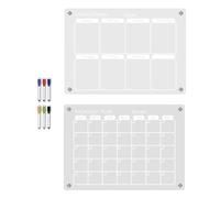 NINMORTH Acrylic Refrigerator Calendar Message Board with Magnetic Back, Reusable Weekly Monthly Planner for Fridge, Blackboard, Metal Cabinet, Includes 2 A4 Boards and Whiteboard Pens