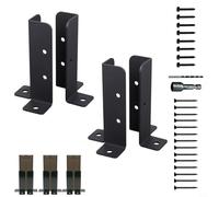 NINMORTH Black Adjustable Fence Post Base Brackets for Wood Decks and Pergolas, Duty Metal Anchor Kit for 1.5x1.5 2x2 2x4 4x4 Posts, Garden Repair(2sets)