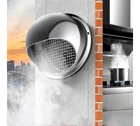 NINMORTH Chrome Bull Nosed External Wall Vent Outlet for Stainless Steel for Round Extractor Fan Cover with Weather Seal for Home Ventilation