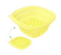 NINMORTH Foldable Silicone Facial Ice Bath Bowl, Built-in Ice for Cube Tray for Deep Cooling Therapy, for Compact Travel Skin Care Basin(yellow)